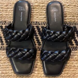 Braided Double Strap Square Toe Sandal